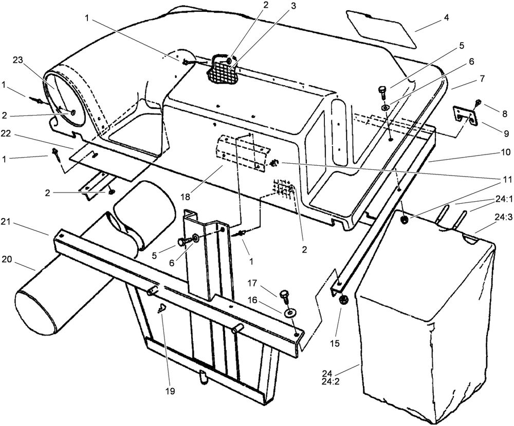 Grass Catcher Assembly Diagram and Parts List for 79103 (316000001 - 316999999)(2016) Lawn Boy Lawn Tractor Accessories